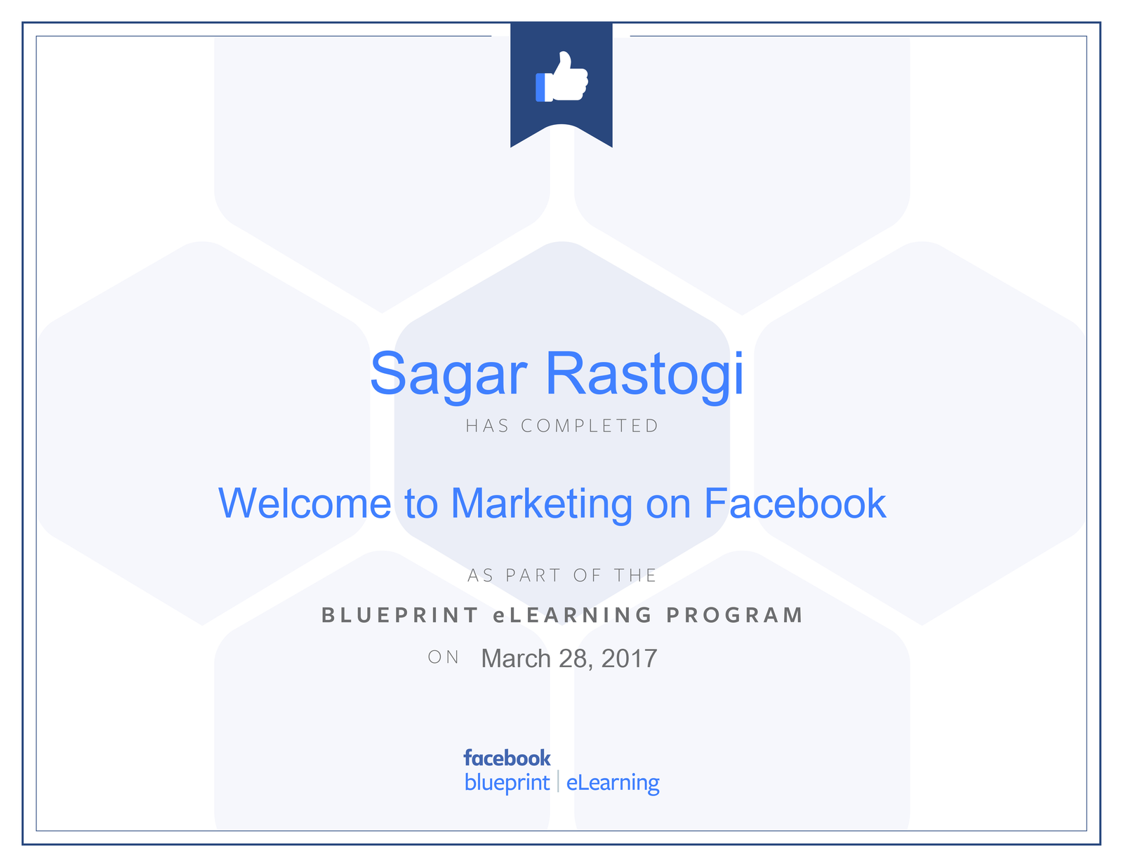 sagar rastogi facebook marketing certification
